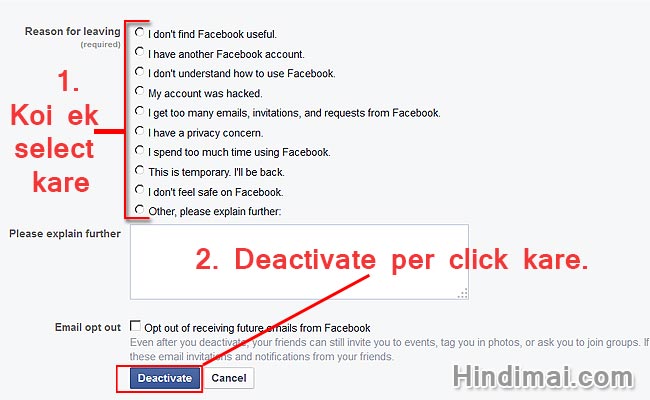 How to Delete or Deactivate Facebook Account in Hindi,Facebook account delete kaise karte Hai , Deactivating or Delete Facebook Account in Hindi, Close Facebook Account how to delete or deactivate facebook account in hindi How to Delete or Deactivate Facebook Account in Hindi Facebook account delete or deactivate kaise karte hai